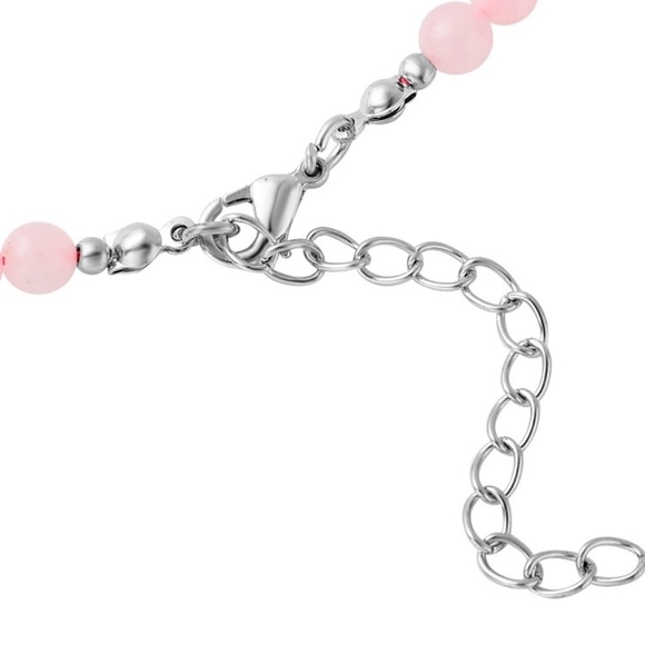 NWT Rose Quartz Beaded Necklace with Heart Pendant - Picture 10 of 11